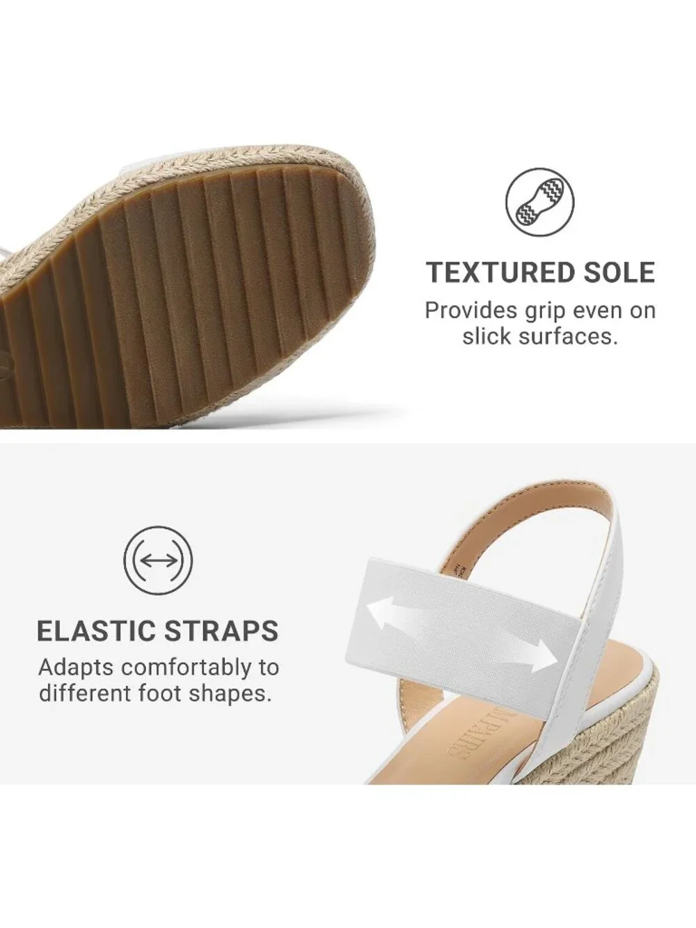 Dream Pairs Women's White Open Toe Elastic Ankle Strap Wedge Platform Sandals